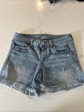 American Eagle Outfitters Light Blue Distressed Denim Cutoff Shorts